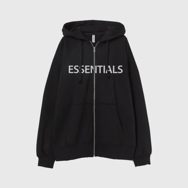 Essentials Oversized Zip-Through Hoodie Black